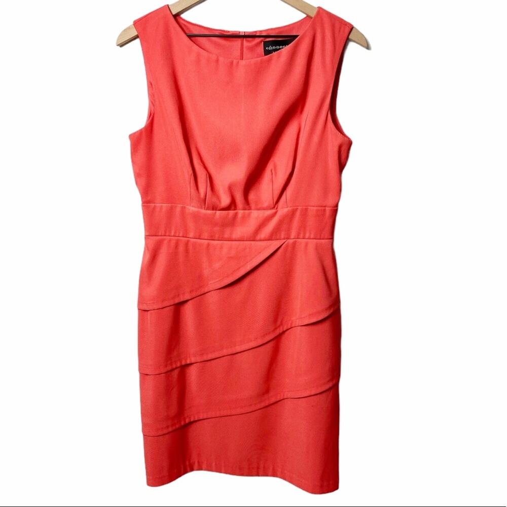 Connected Apparel Orange Ruffle Women Dress 10 BRAND NEW WITH TAGS